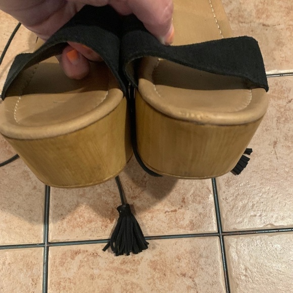 Steve Madden Shannnon Platform Leather Sandals Black size 10 - Picture 9 of 14